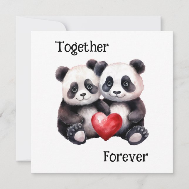 Together Froever Panda pair  Invitation (Front)