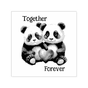 Together Froever Panda pair Self-inking Stamp