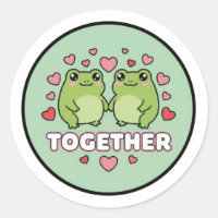 Together Frog Sticker Cute Couple Frogs Holding Ha