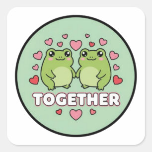 Together Frog Sticker Cute Couple Frogs Holding Ha