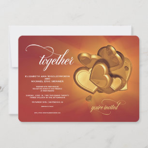 Together Golden Hearts Wedding Invitation (V4)