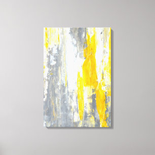 'Together' Grey and Yellow Abstract Art Canvas Print
