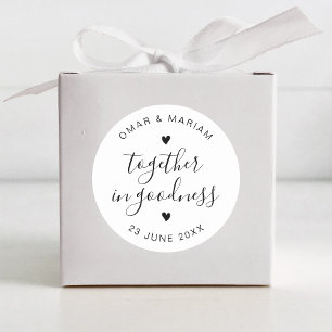 Together in Goodness Elegant Quote with Black Text Classic Round Sticker