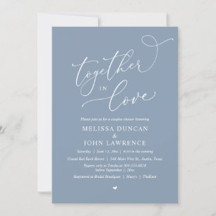 Together in Love, Romantic Couples Shower Party Invitation