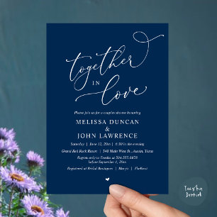 Together in Love, Romantic Couples Shower Party Invitation