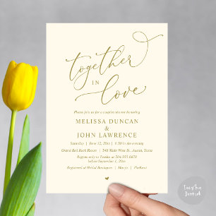 Together in Love, Romantic Couples Shower Party Invitation