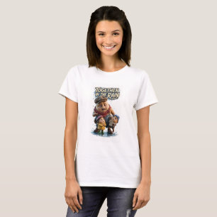 Together In The Rain Cute Family Art T-Shirt