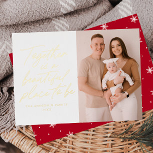 Together Is a Beautiful Place Gold Script Photo Foil Holiday Card