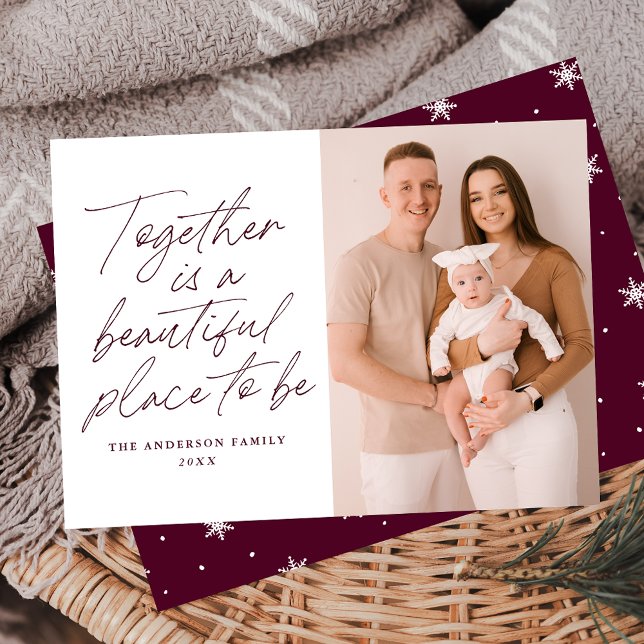 Together is a Beautiful Place to Be Merlot Photo Holiday Card (Creator Uploaded)