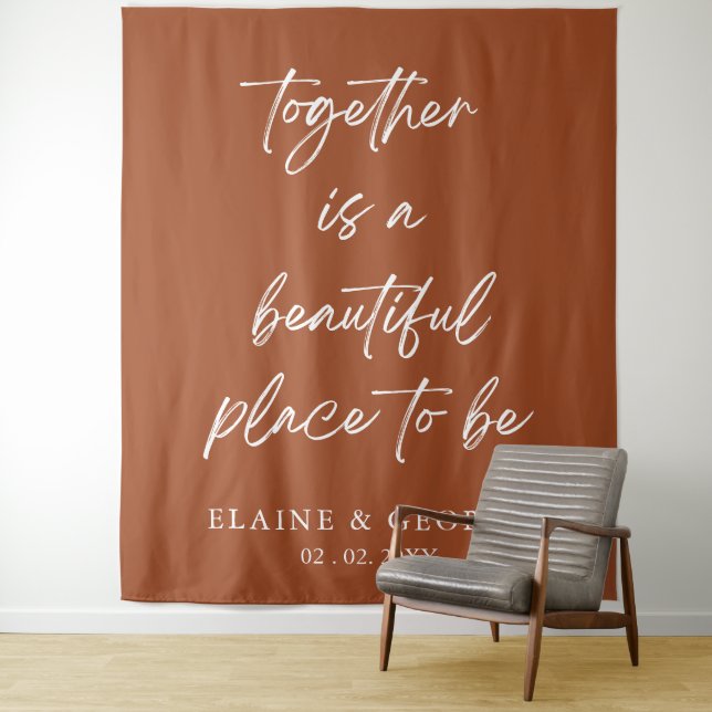 Together is beautiful Wedding Photo Backdrop Tapestry (In Situ)