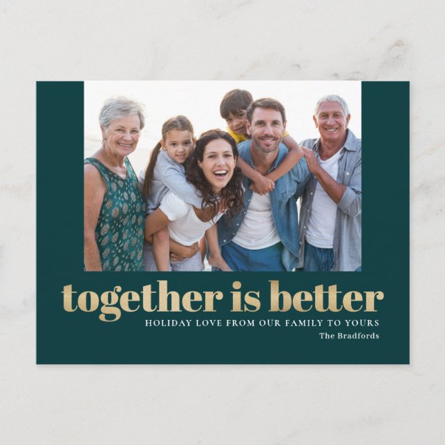 Together Is Better Holiday Photo Postcard (Front)