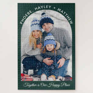 Together is Our Happy Place Family Photo Jigsaw Puzzle
