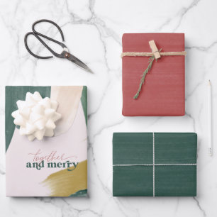 Together & Merry   Abstract Modern Christmas Wrapping Paper Sheet