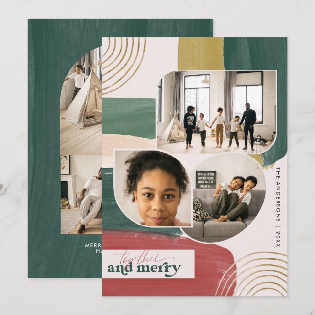 Together & Merry | Modern Abstract Photo Christmas (Front/Back)