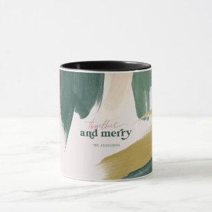 Together & Merry   Modern Monogram Christmas Mug
