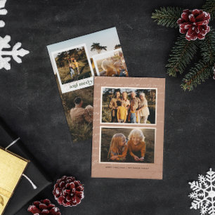 Together & Merry   Nostalgic Five Photo Christmas  Foil Holiday Card