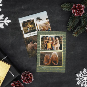 Together & Merry   Nostalgic Five Photo Christmas  Foil Holiday Card