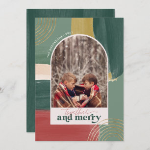 Together & Merry Photo Arch Modern Christmas Holiday Card