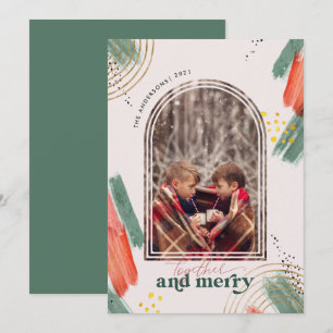 Together & Merry   Photo Arch Modern Christmas  Holiday Card