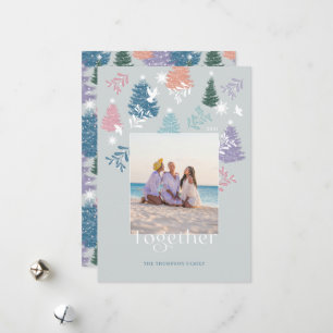 Together Pastel Christmas Tree Forest Family Photo Holiday Card