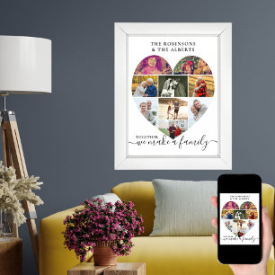 Together Personalised Heart Shaped 9 Photo Collage Poster