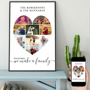 Together Personalised Love Heart 9 Photo Collage Poster