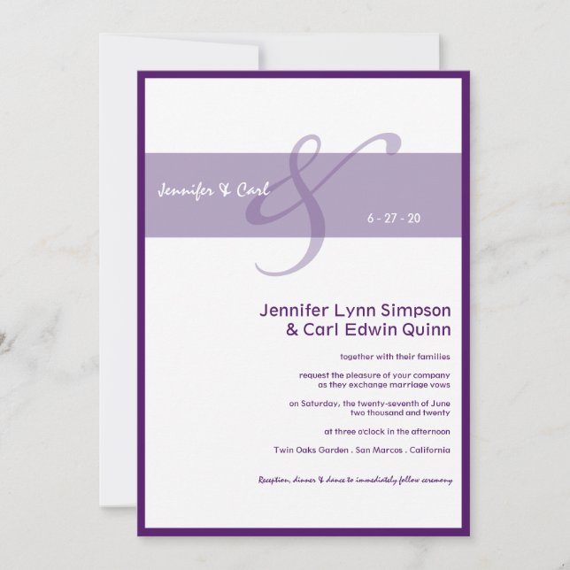 Together (Purple) Wedding Invitation (Front)