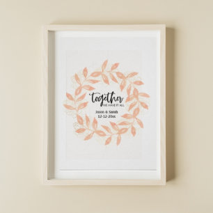 Together Quote with Coral Leaves Personalized Poster