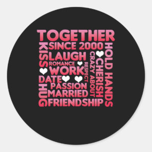 Together Since 2000 20 th Anniversary Gift Classic Round Sticker