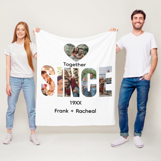 Together Since – Custom Year & Couple Names Photo Fleece Blanket (In Situ)