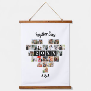 Together Since Year 22 Heart Photo Collage Couple Hanging Tapestry