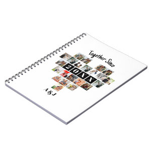 Together Since Year 22 Heart Photo Collage Couple Notebook