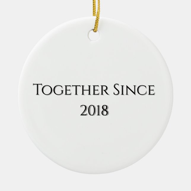 Together Since Year Modern Porsonalized Couple Ceramic Tree Decoration (Front)