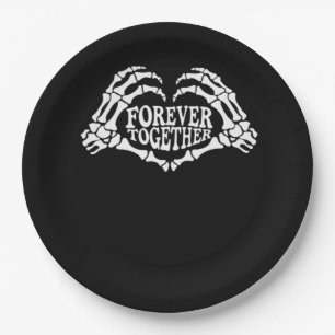 Together Skeleton Hands Form Heart Classic Style Paper Plate