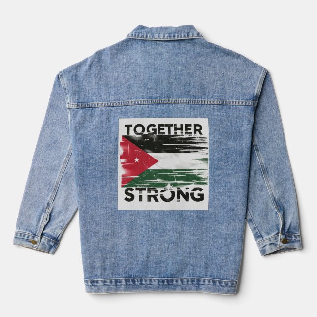 Together Strong Support Palestine Denim Jacket (Back)