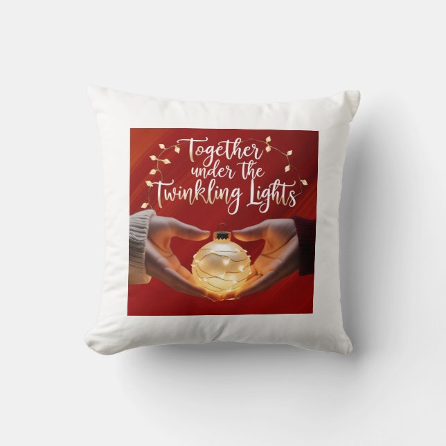 Together Under the Twinkling Lights - Festive Glow Cushion (Front)