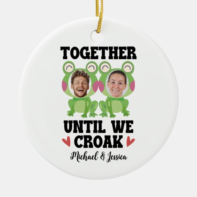 Together Until We Croak Frog Custom Names & Faces Ceramic Tree Decoration (Front)