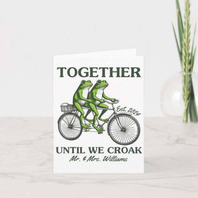 Together Until We Croak Frogs On Bicycle Funny Fro Card (Front)