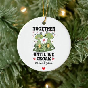 Together Until We Croak Funny Frog Couple Custom Ceramic Tree Decoration