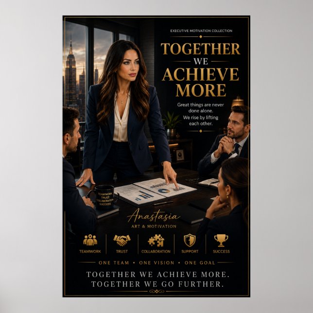 Together We Achieve More – Teamwork Motivation Pos Poster (Front)