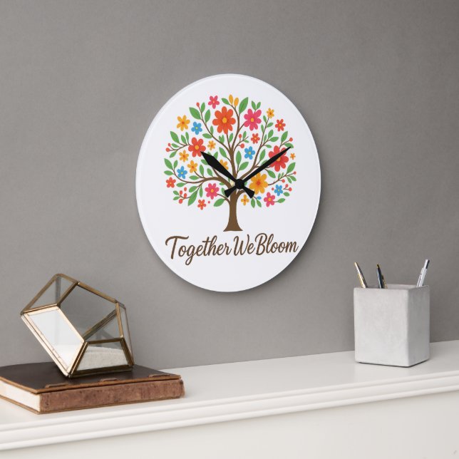 Together We Bloom Floral Wall Clock (Office)