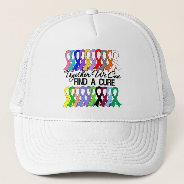 Together We Can Find a Cure Cancer Ribbons Trucker Hat (Front)