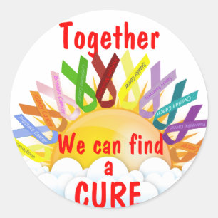 Together we can find a CURE Classic Round Sticker