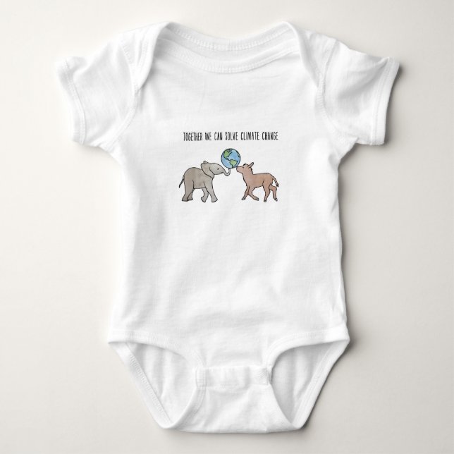 Together We Can Solve Climate Change Baby Bodysuit (Front)