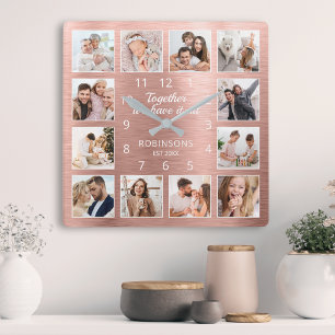 Together We Have It All Quote Family Photo Square Wall Clock