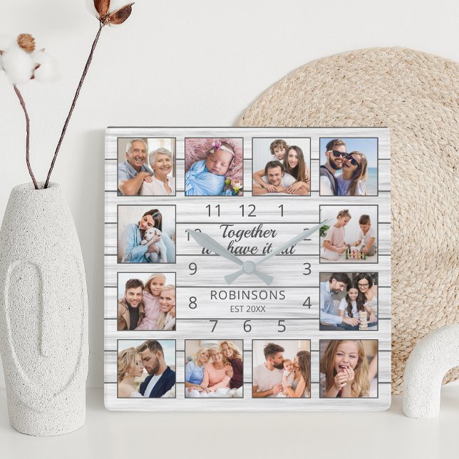 Together We Have It All Quote Family Photo White Square Wall Clock (Creator Uploaded)