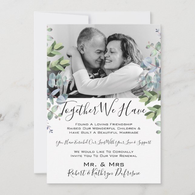 Together We Have w/Photo Vow Renewal Invitation (Front)
