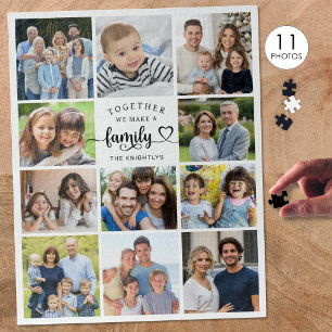 Together We Make A Family 11 Photos Heart Jigsaw Puzzle