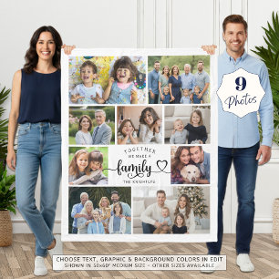 Together We Make A Family 9 Photo Heart Fleece Blanket