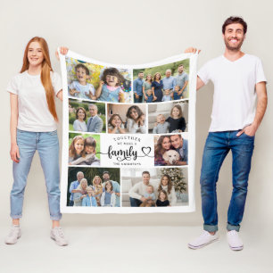 Together We Make A Family 9 Photo Heart Fleece Blanket